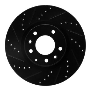 Mazda RX-8 Brake Rotor (1) - Front Left - R1 Concepts - Drilled & Slotted - Black - `04-`08